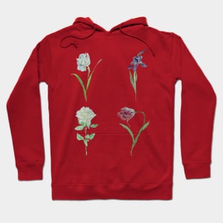 Flowers: narcissus, iris, rose, tulip Hoodie